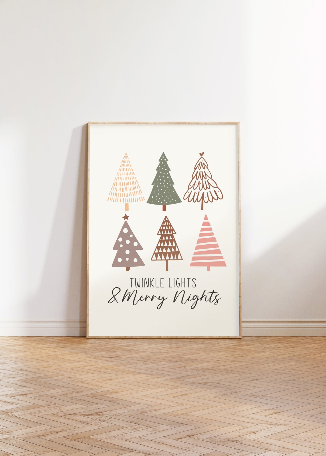 Twinkle Lights And Merry Nights Six Boho Trees Holiday Print - Image 2