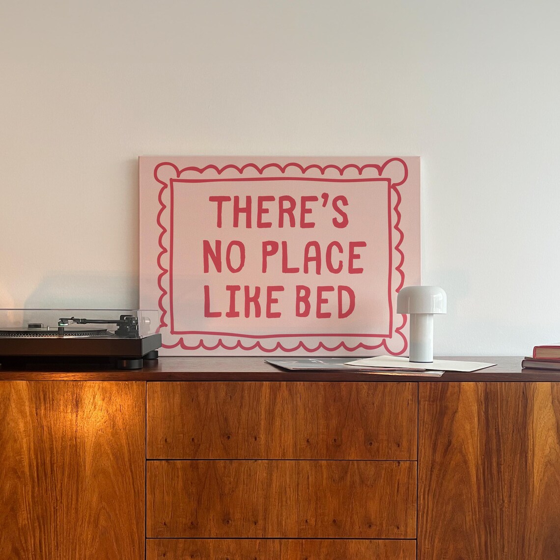 There's No Place Like Bed Cute Bedroom Art Print - Image 2