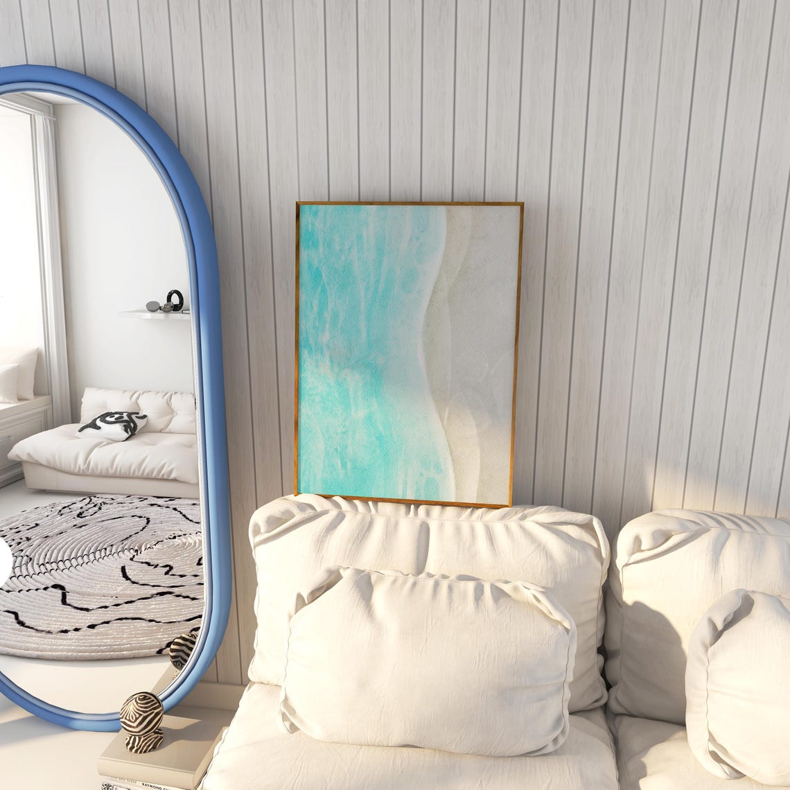 Turquoise Water Curling Into Pale Quiet Sand Shoreline Print - Image 3