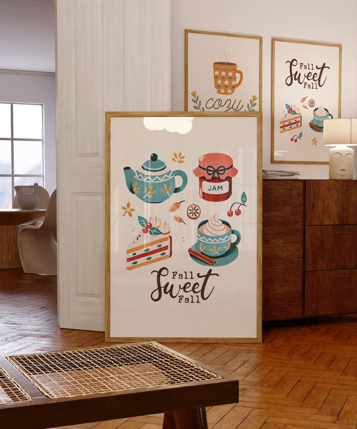 Fall Sweet Fall Autumn Tea Time Teapot Cake Dessert Art Poster - Image 4