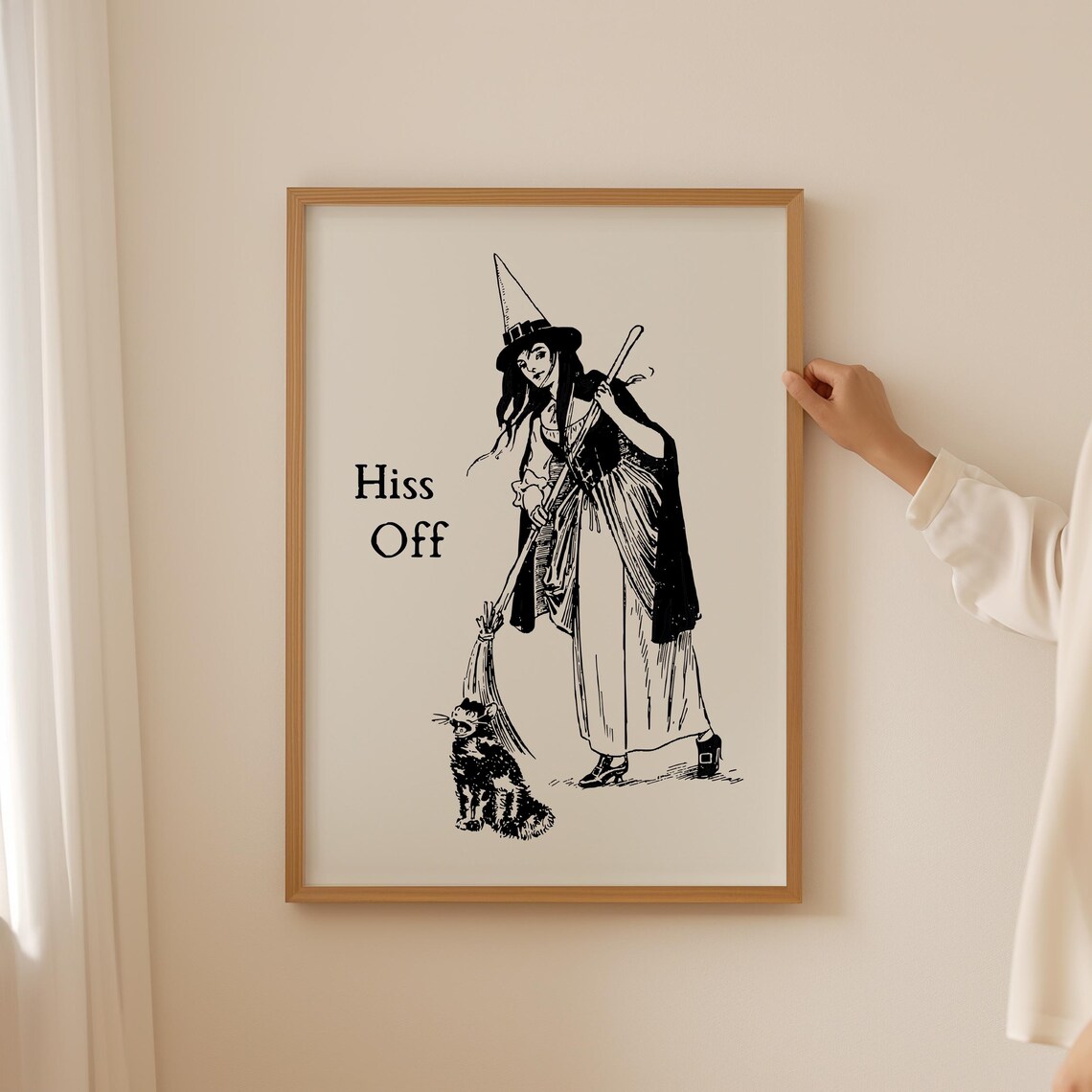 Hiss Off Vintage Witch With Black Cat Sassy Halloween Poster - Image 5