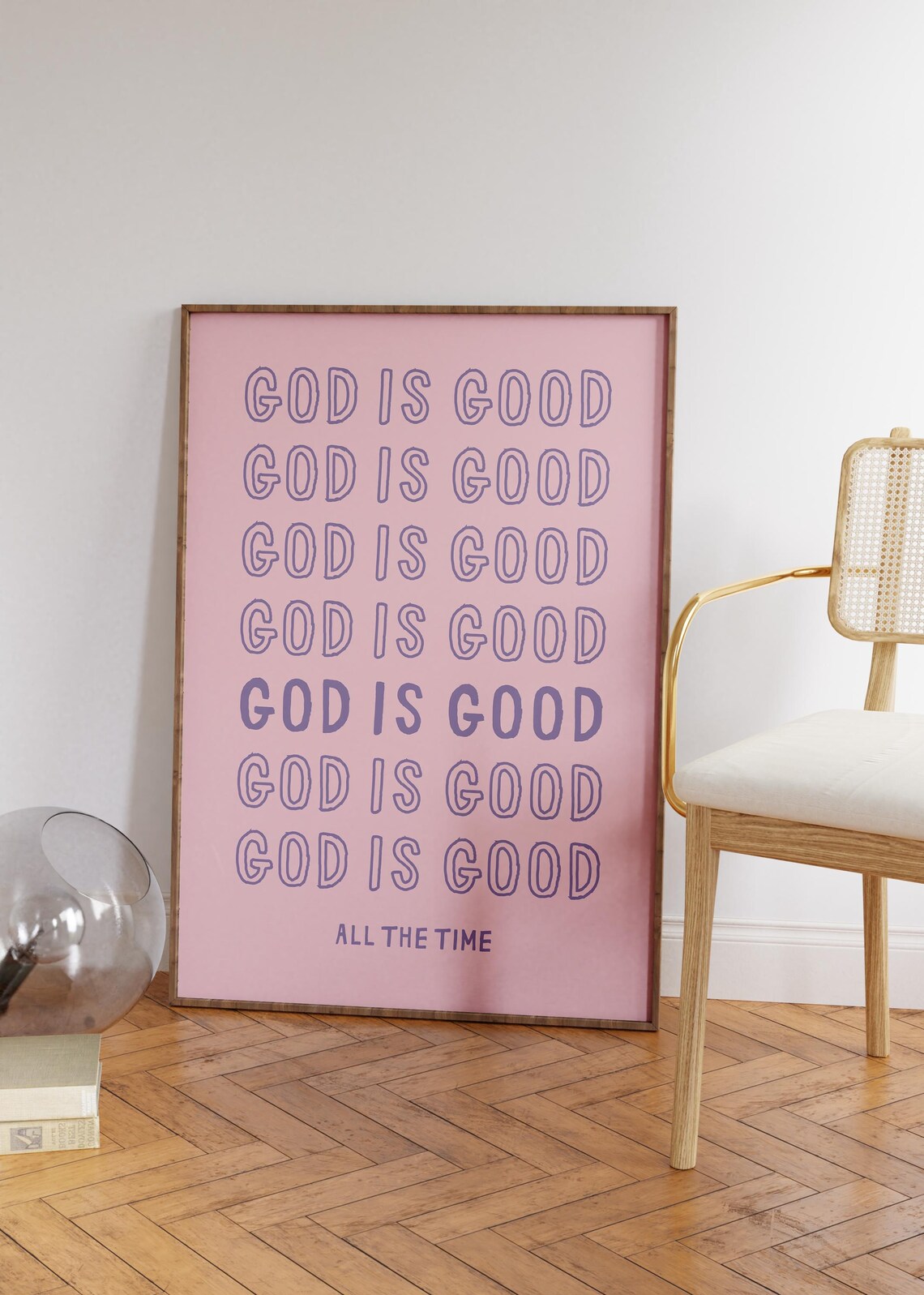 God Is Good All The Time Pink Christian Faith Typography Print - Image 4
