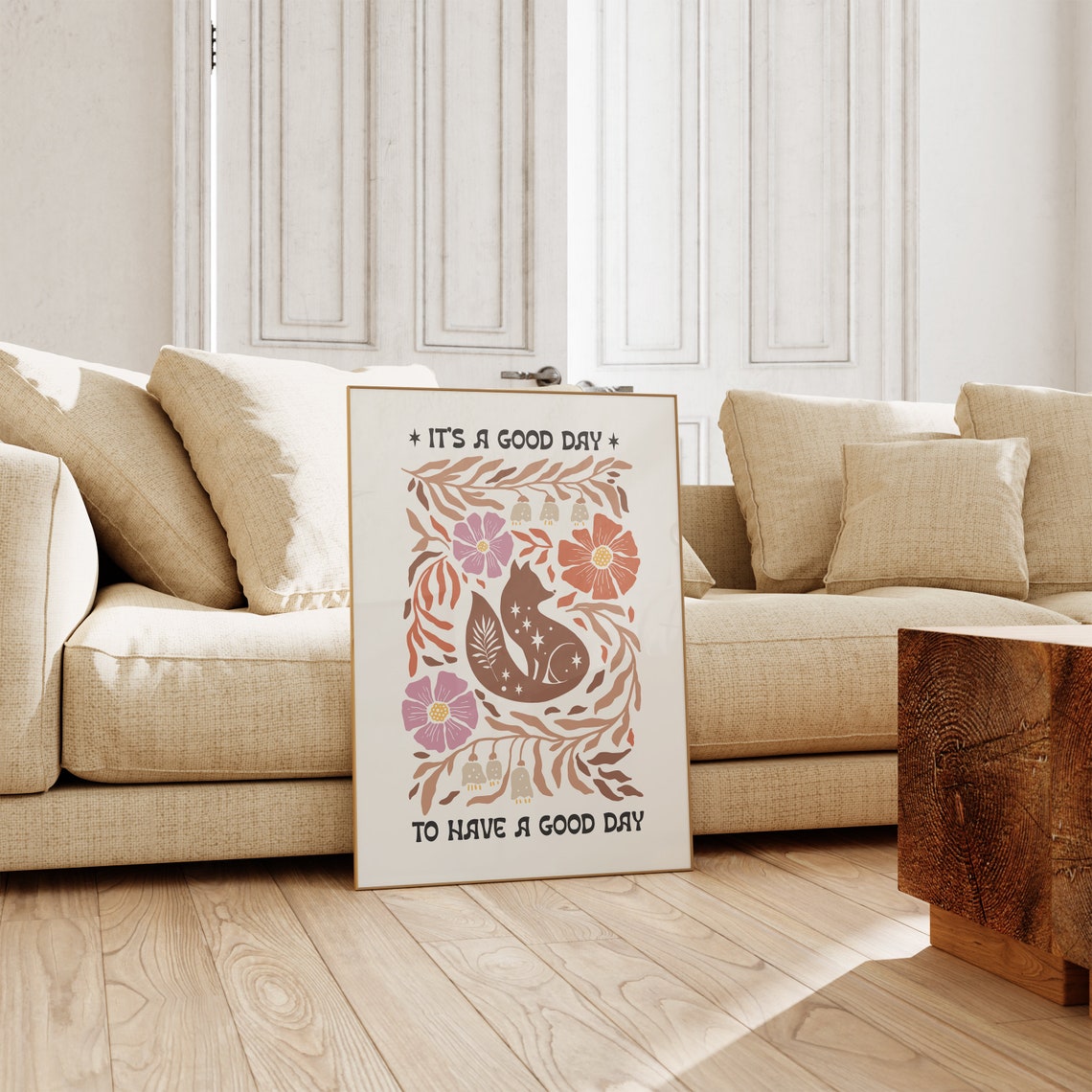 It's a Good Day to Have a Good Day Boho Fox Floral Quote Poster - Image 2