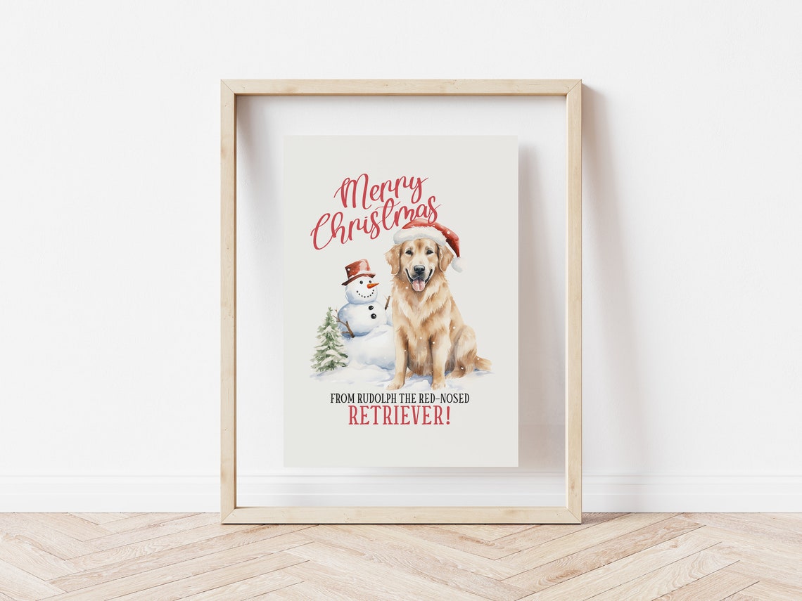 Merry Christmas From Rudolph The Red Nosed Retriever Dog Poster - Image 5