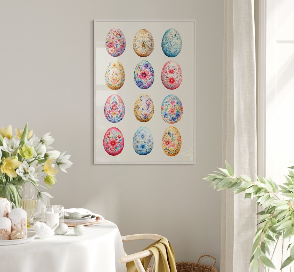 Easter Eggs Print, Scandinavian Folk Easter Decor - Image 5