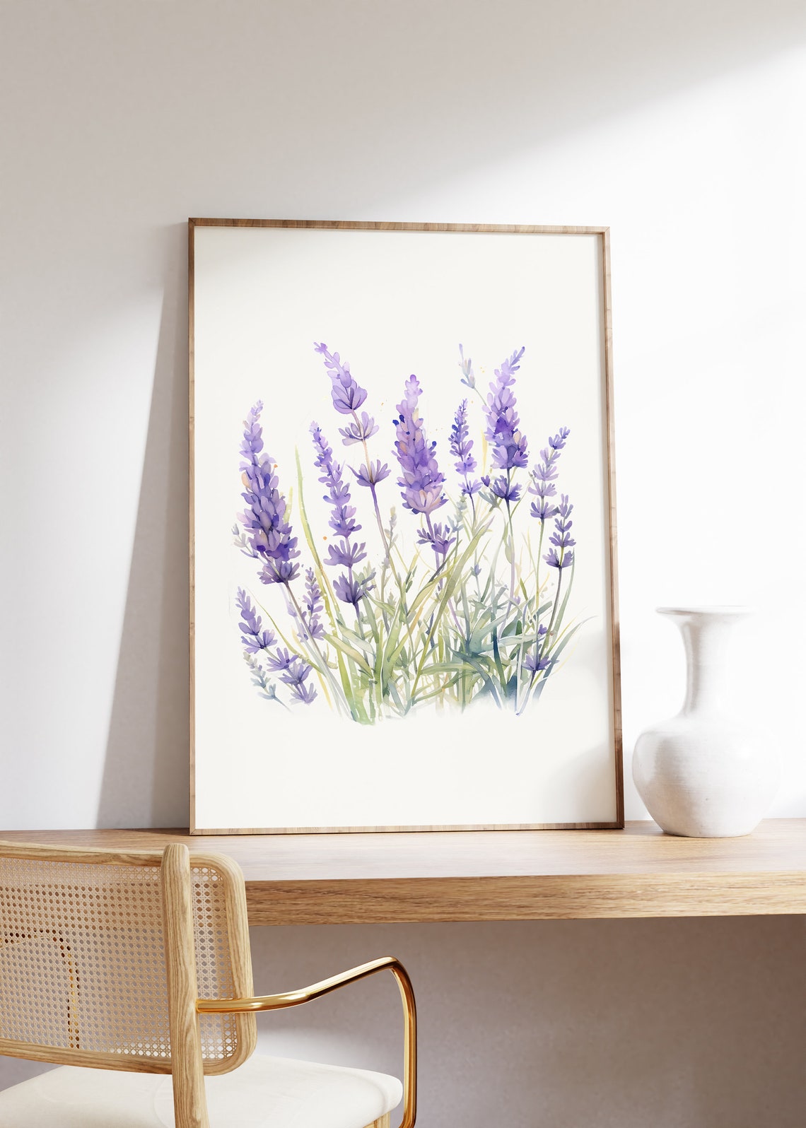 Purple Lavender Sprigs Watercolor Botanical Flower Wall Poster - Image 4