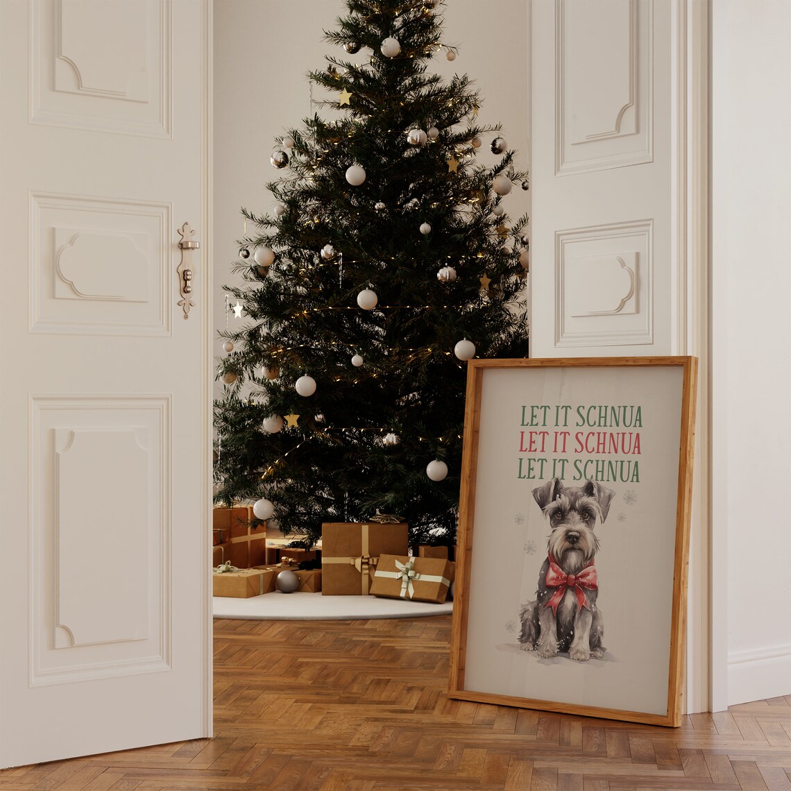 Let It Shnua Christmas Schnauzer Art Print - Image 2