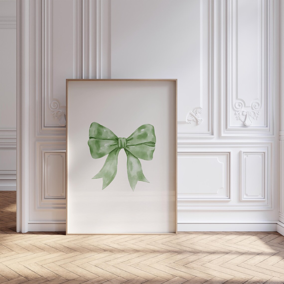 Green Bow Print, Preppy Coquette Wall Art - Image 4