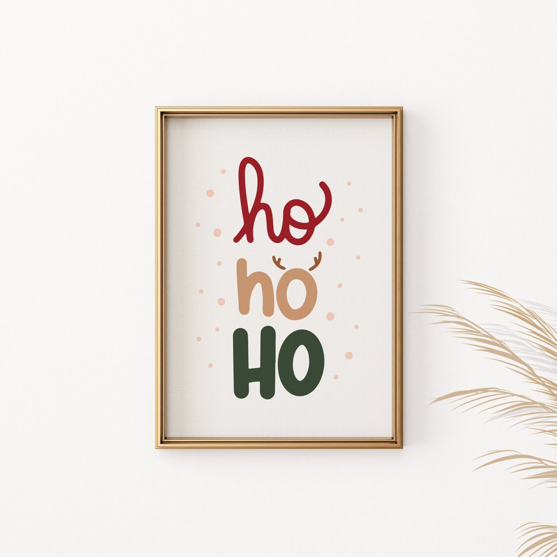 Ho Ho Ho Typography Christmas Poster Minimalist Reindeer Lettering