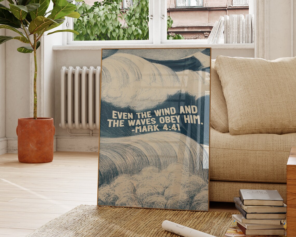 Wind And Waves Minimalist Christian Vintage Art Print - Image 2