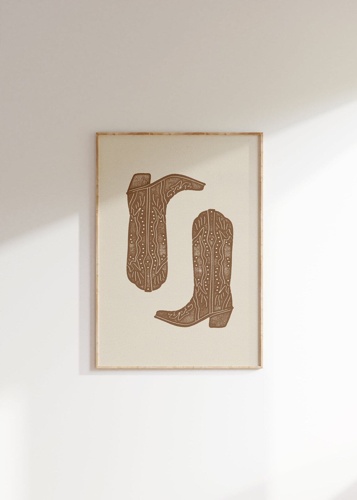 Brown Cowboy Boots Minimalist Western Art Print - Image 2
