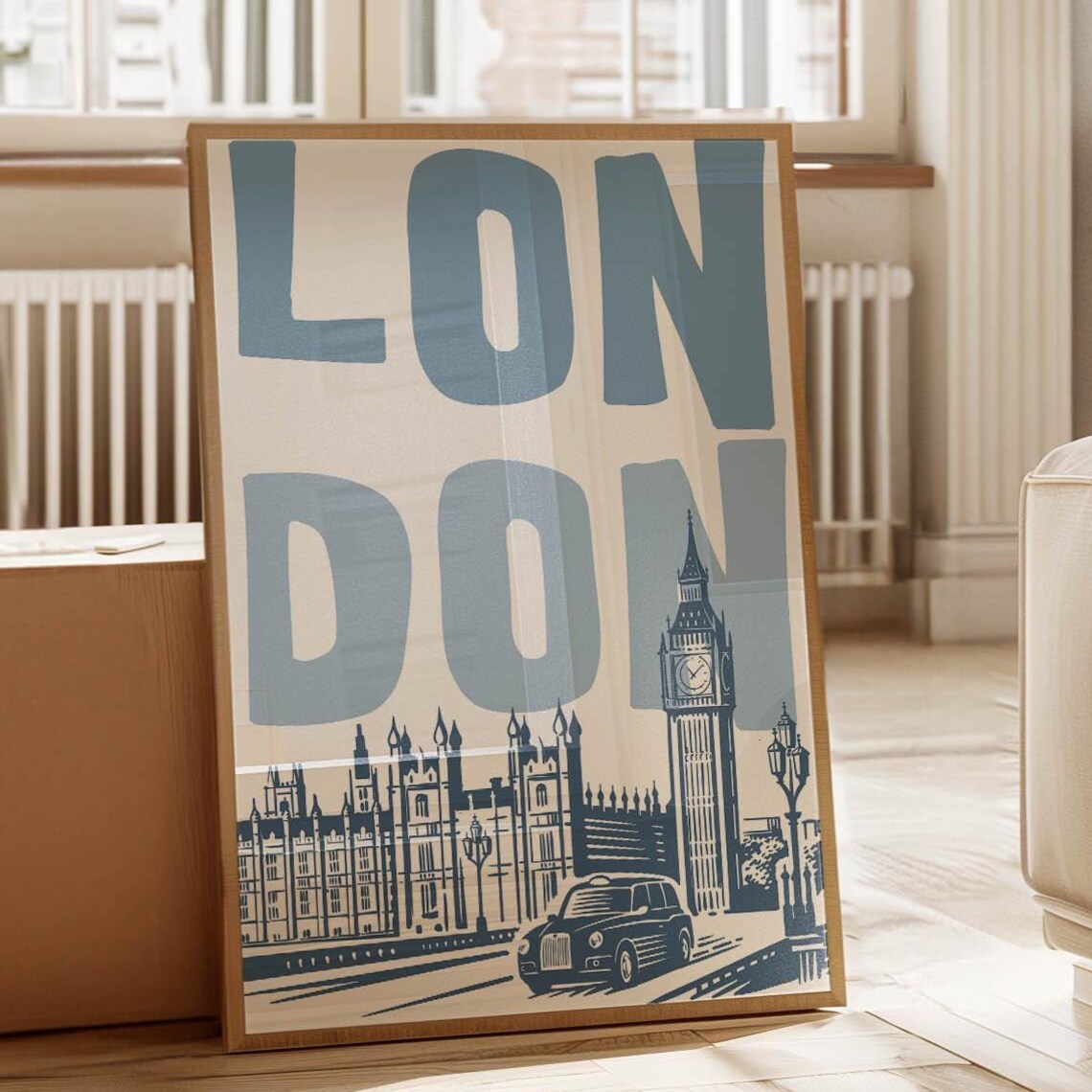 London Bold Blue Big Ben Black Taxi Typography Travel Poster - Image 5