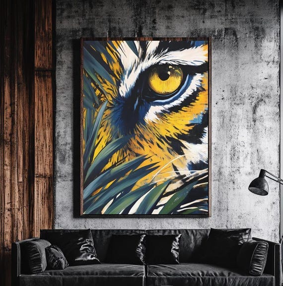 Tiger Jungle Eye Canvas Bold Animal Wall Art Powerful Safari Decor Luxury Painting Modern Vibe Print