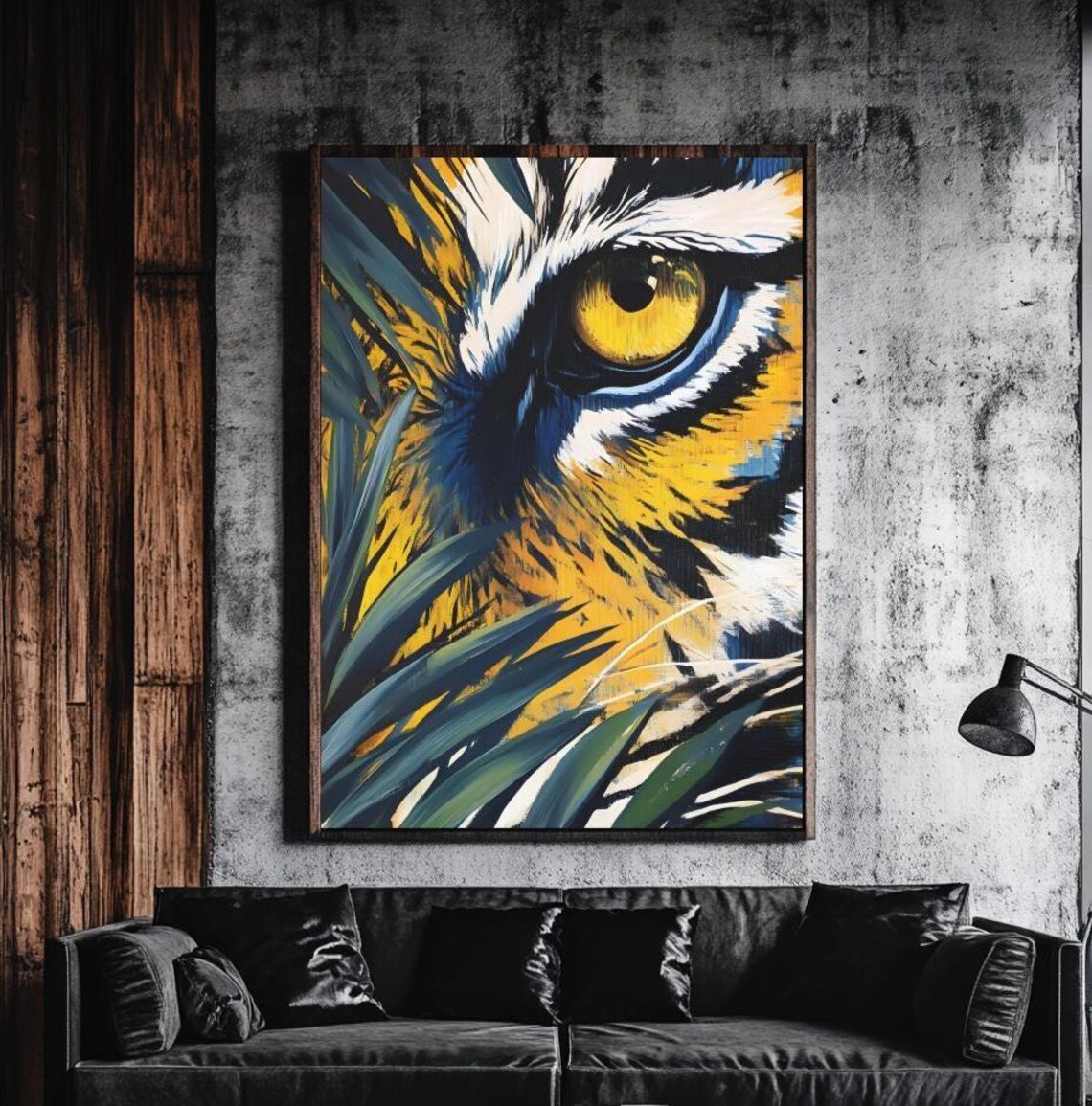 Tiger Eye Jungle Leaves Bold Wildlife Safari Animal Wall Art Canvas