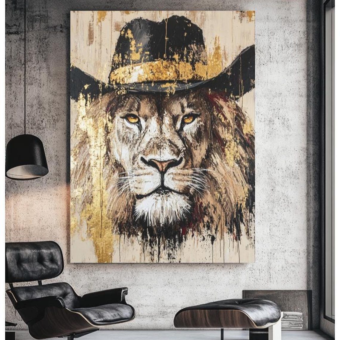 Cowboy Lion Rustic Western Art Print