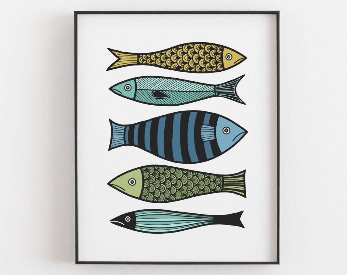 Colorful Sardine Fish Poster, Nautical Coastal Decor - Image 3
