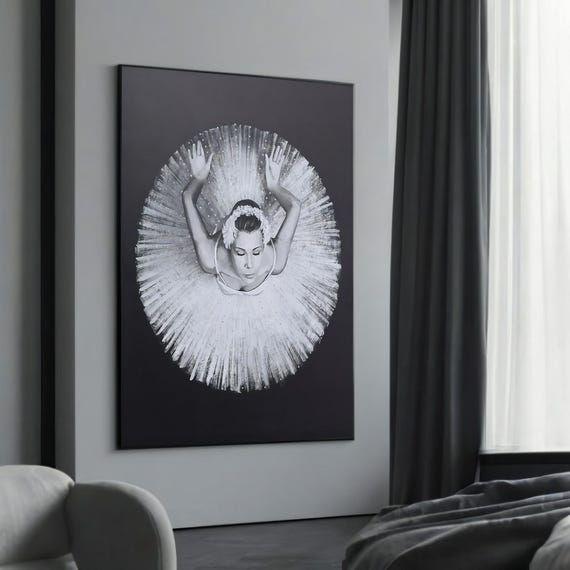 Black And White Ballet Dancer Canvas Art Elegant Ballerina Wall Decor Modern Monochrome Dance Print Large Ready To Hang