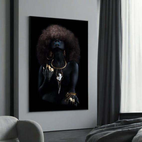 Mysterious Ethnic Woman With Gold Jewelry, Modern Portrait