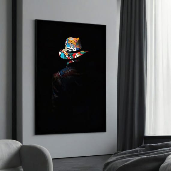 Colorful Hat Abstract Canvas Painting Gift Bold And Minimalist Art For Modern Stylish Home Decor