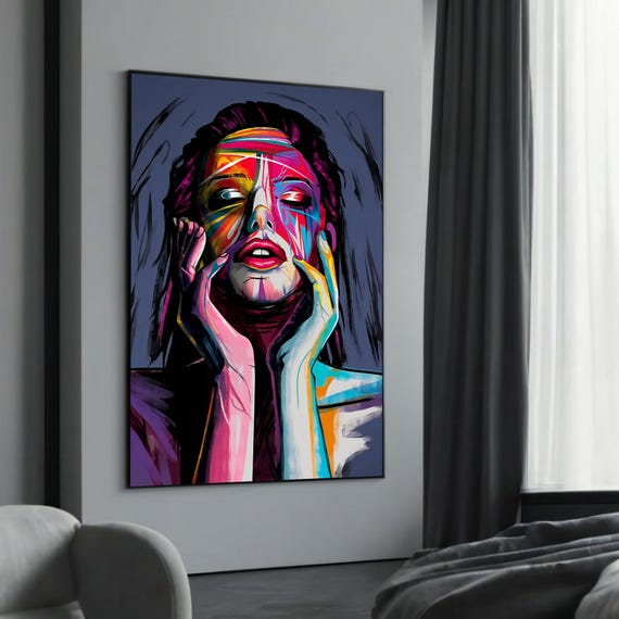 Colorful Abstract Woman Portrait Canvas Painting Bold And Vibrant Modern Art For Contemporary Expression Lovers