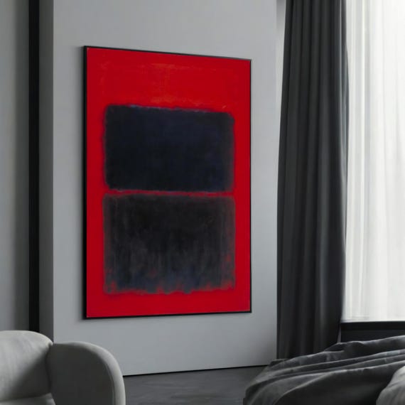 Mark Rothkos Intense Red And Black Color Field Canvas Painting A Dramatic Abstract Expressionist Gift For Bold Art Lovers