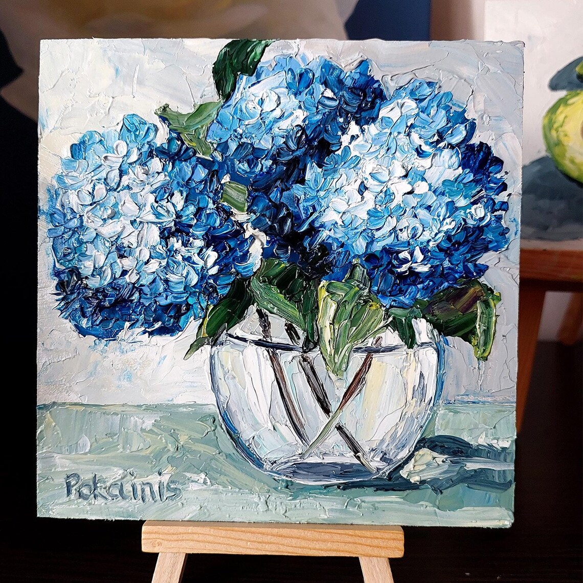 Hydrangea Floral Still Life, Botanical Oil Print