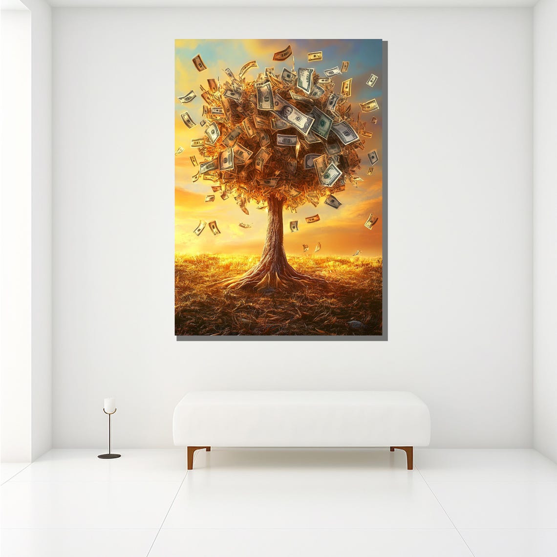Money Tree With Flying Dollar Bills Wealth Symbol Wall Art Poster - Image 2