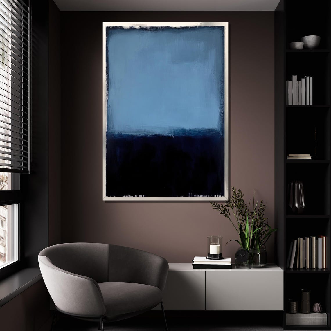 Mark Rothko Serene Light Dark Blue Two Tone Color Field Art Print - Image 4