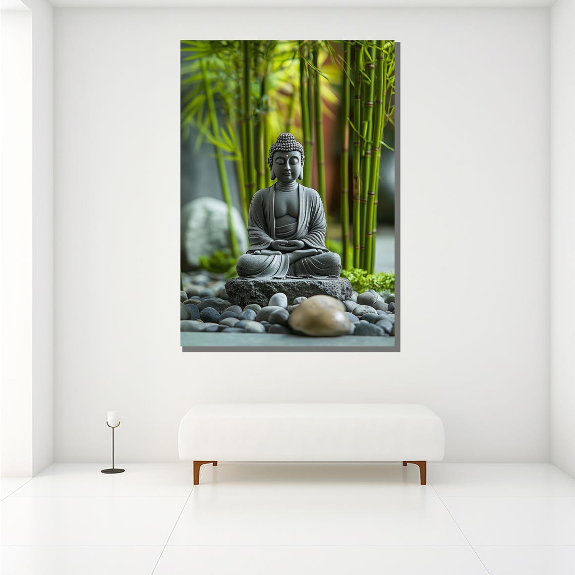 Buddha Statue Meditating In Bamboo Garden Zen Wall Art Poster - Image 2