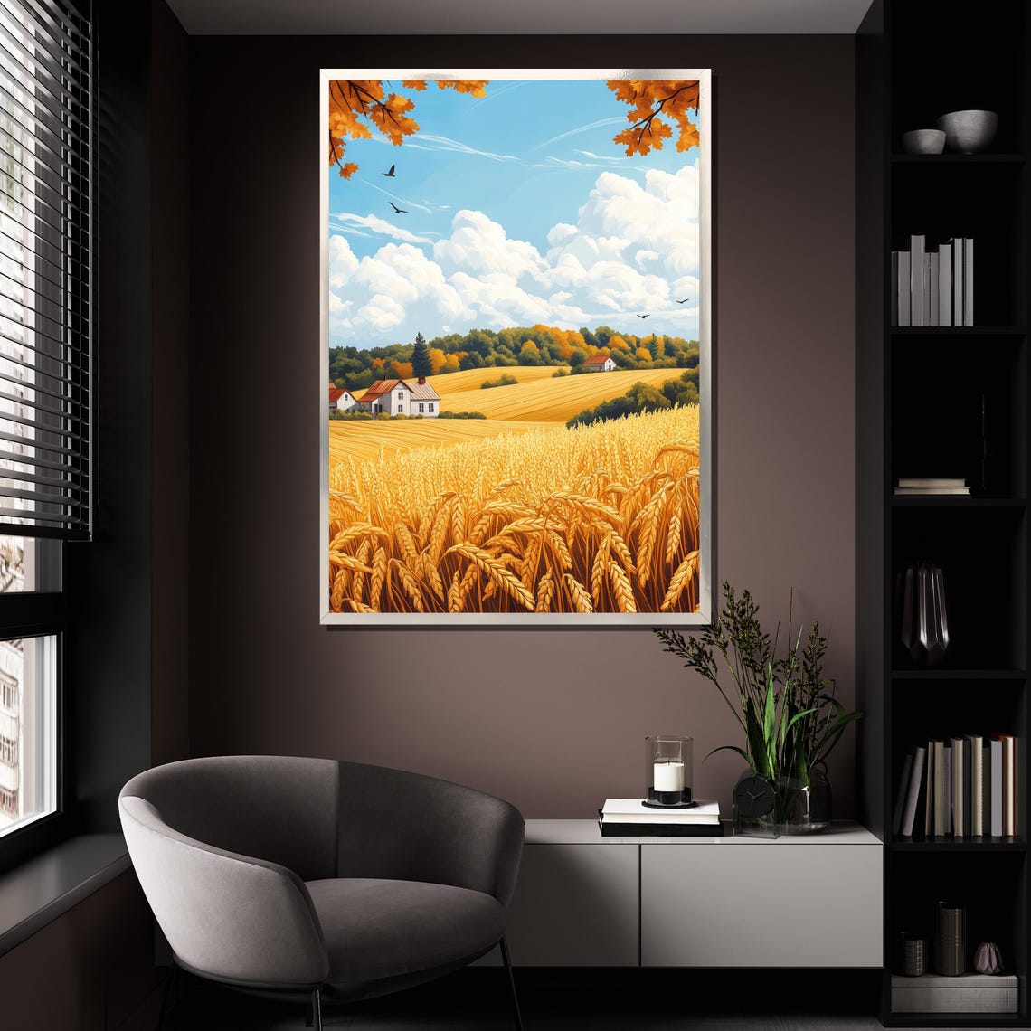 Golden Wheat Field Farmhouse Rolling Hills Harvest Country Poster - Image 4