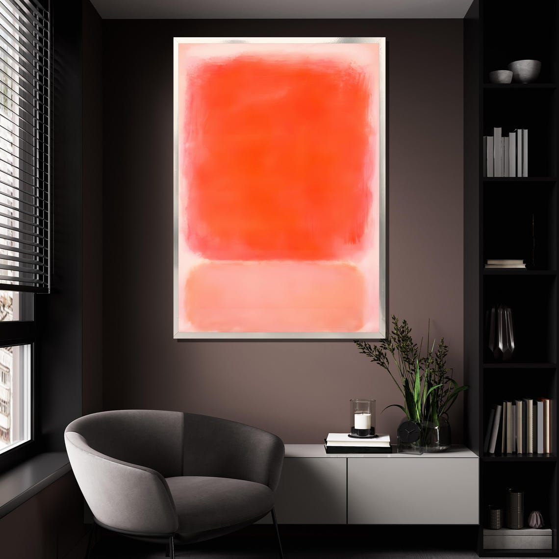 Mark Rothko Style Orange Red Block Over Soft Pink Color Field Poster - Image 4