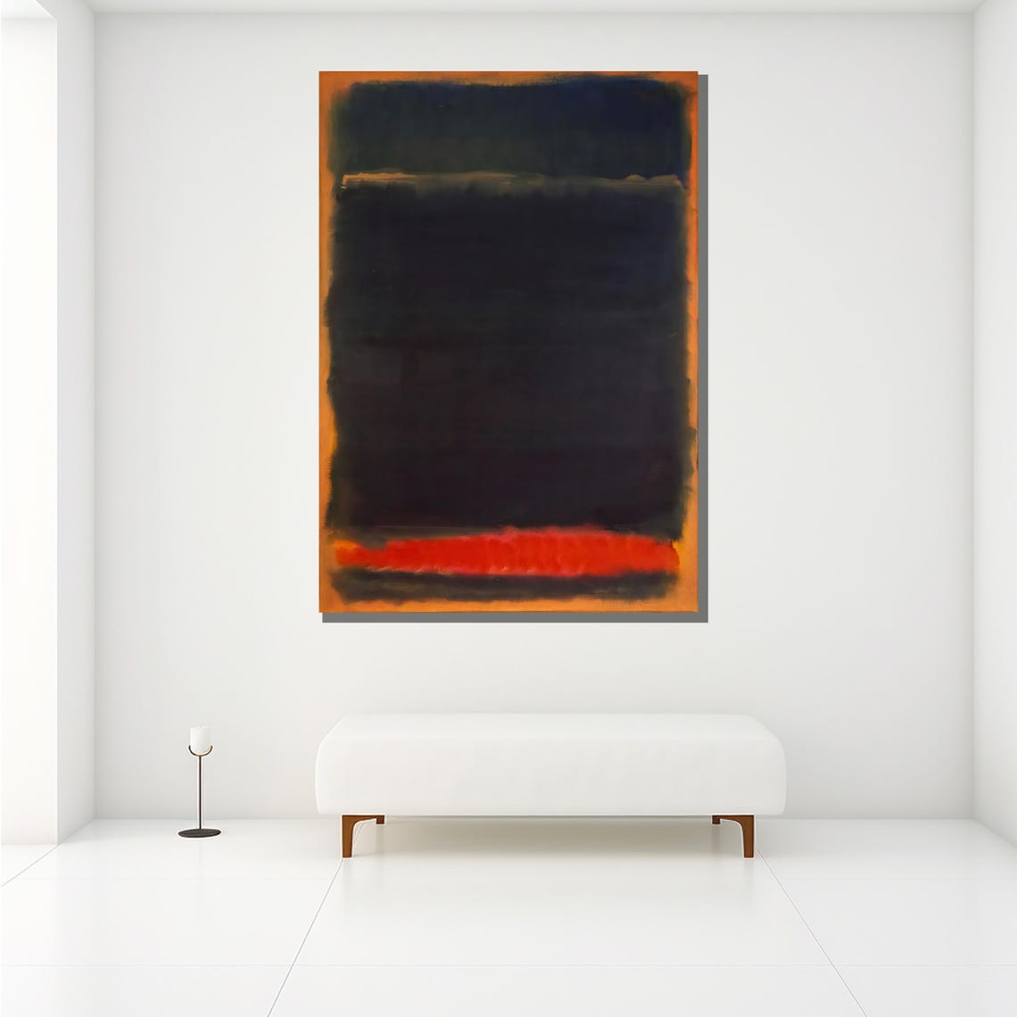 Mark Rothko Style Black Field With Glowing Red Band Abstract Poster - Image 2