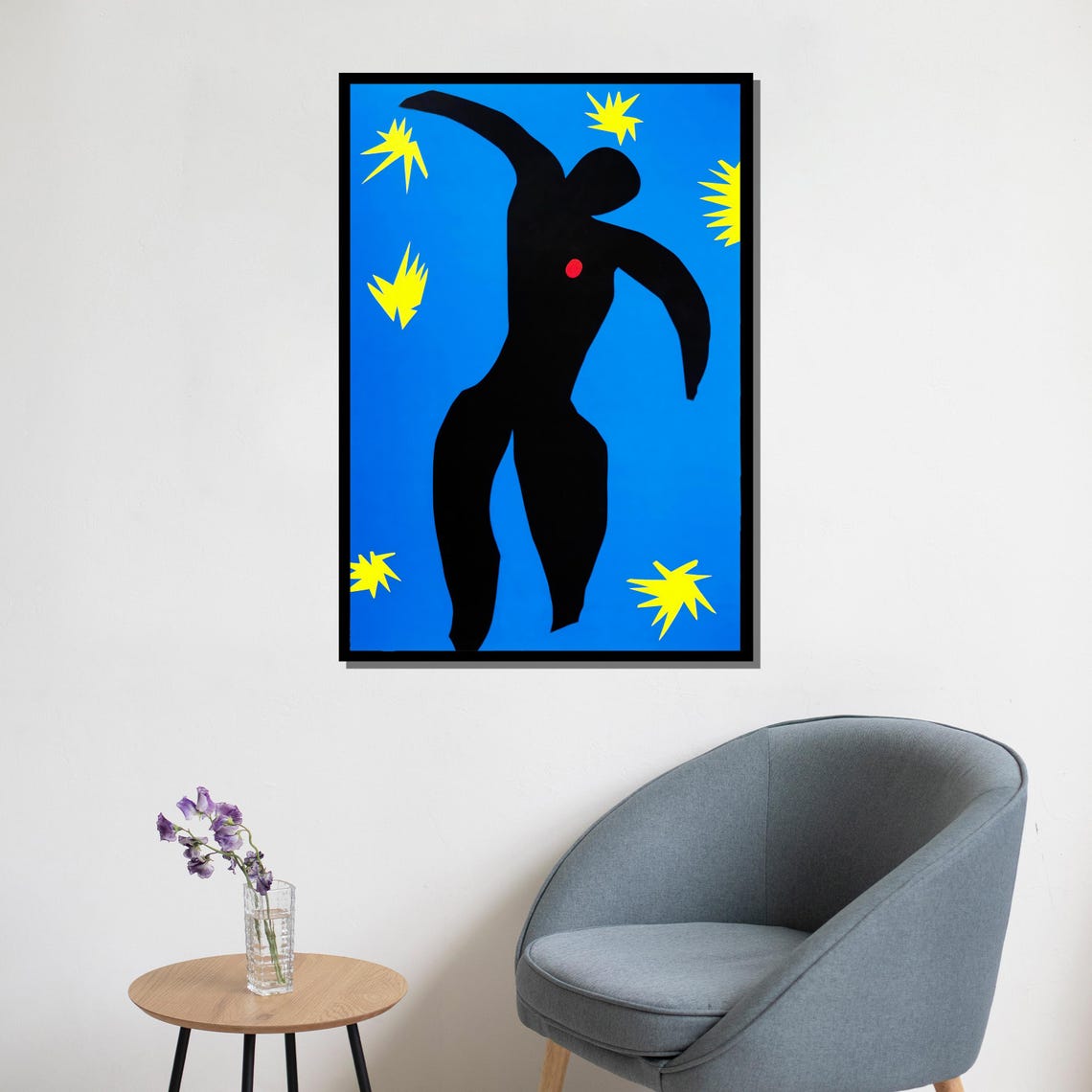 Henri Matisse Icarus Black Figure Yellow Stars Blue Jazz Print Poster - Image 5