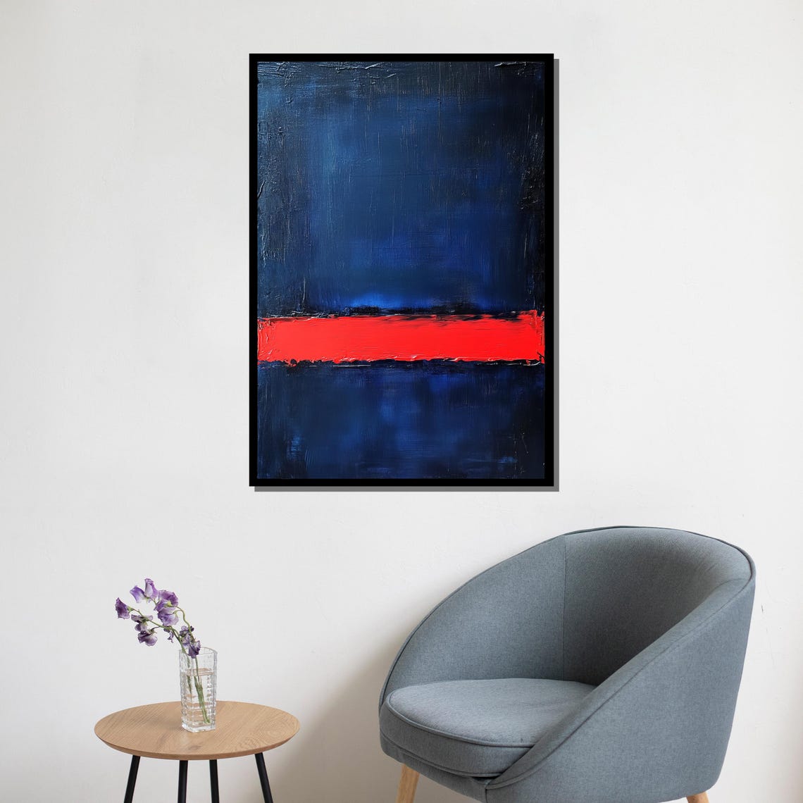 Mark Rothko Dark Red Blue Textured Expressionist Abstract Print - Image 5