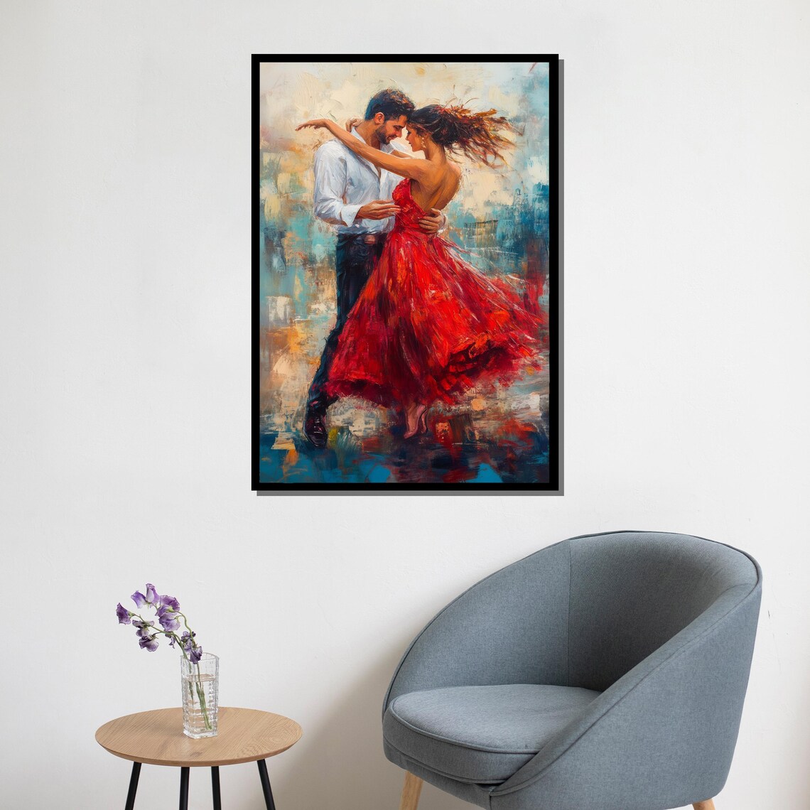 Romantic Dancing Couple Oil Painting Art Print - Image 5