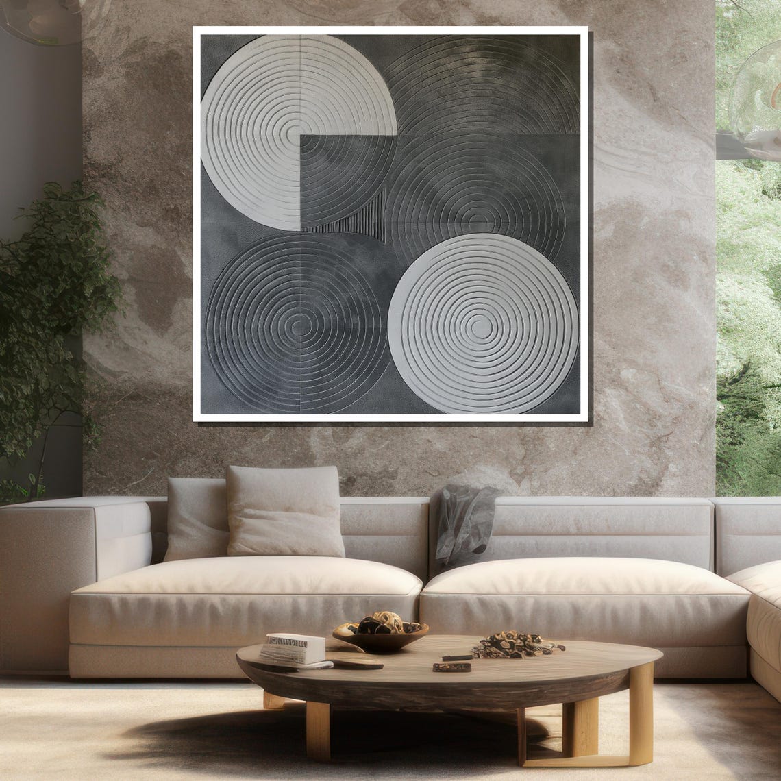 Minimalist Gray Abstract Painting Modern Wall Art Unique Gift For Living Room Bold Home Decor Statement Piece - Image 3