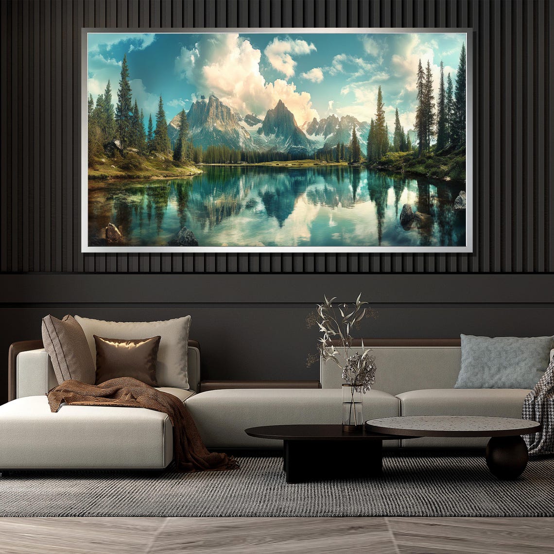 Mountain Lake Reflection With Pine Trees Scenic Nature Travel Poster - Image 4