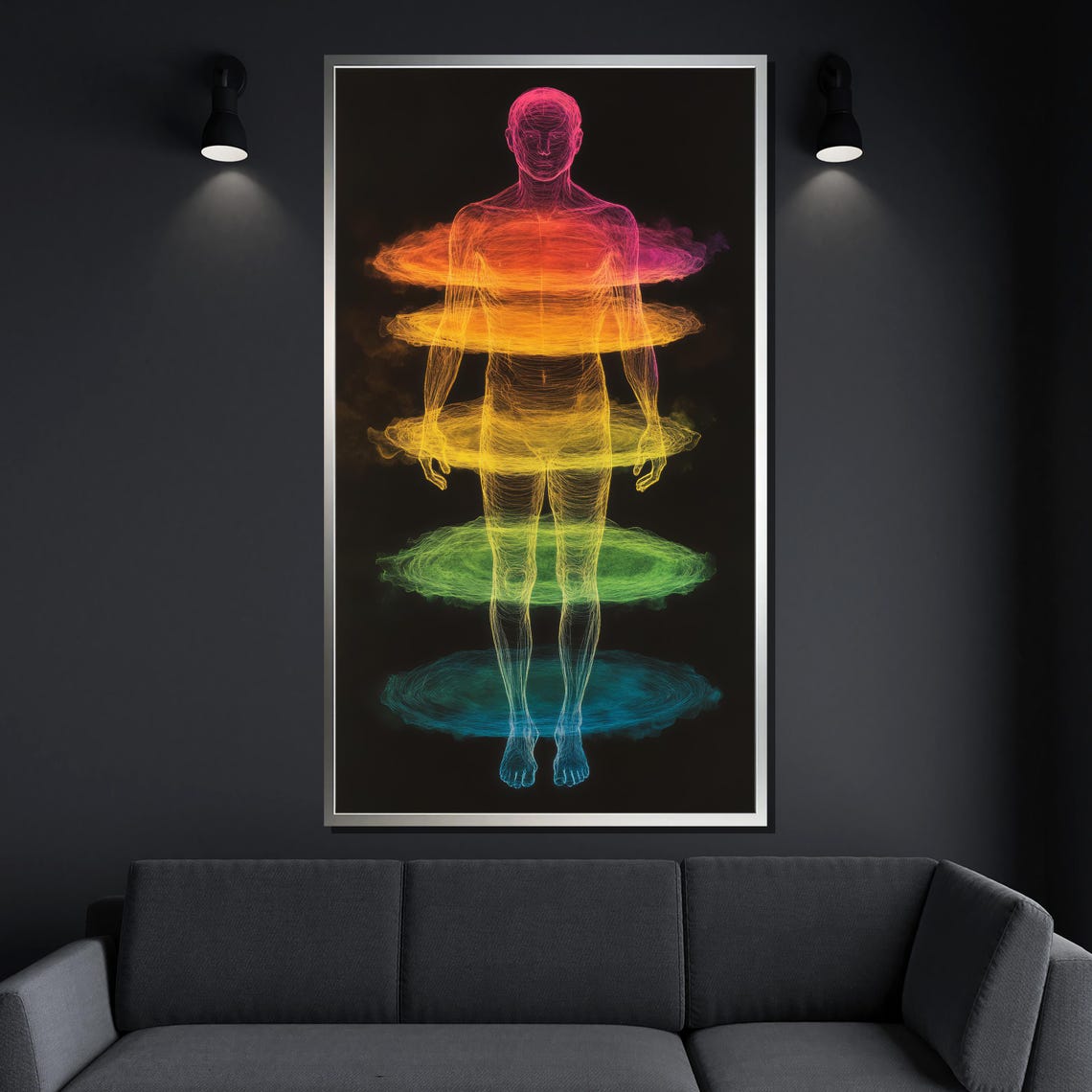 Chakra Energy Human Painting Vibrant Rainbow Aura Wall Art For Modern Home Decor Unique Gift Idea - Image 4