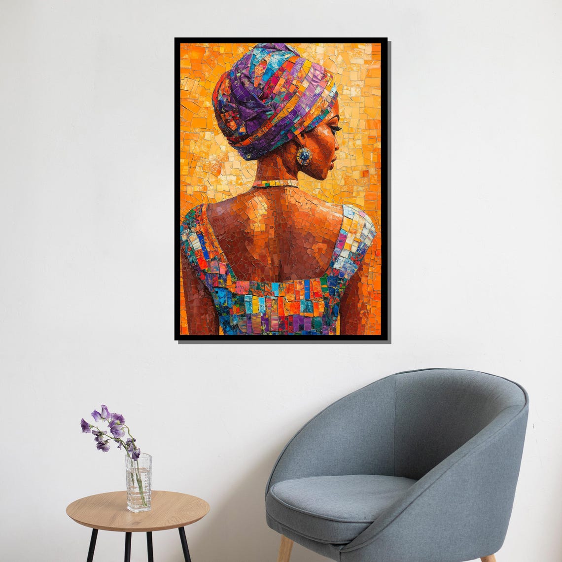 African Woman Mosaic Portrait Colorful Headwrap Vibrant Art Print - Image 5