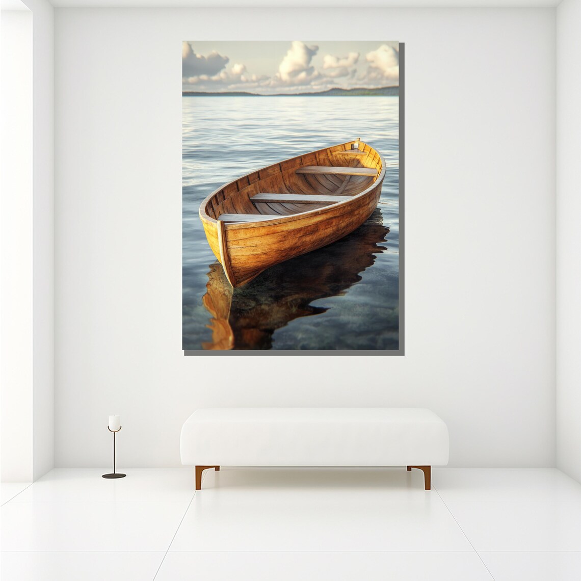 Rustic Wooden Boat Painting Nautical Wall Art For Home Decor Lakehouse Gift - Image 2