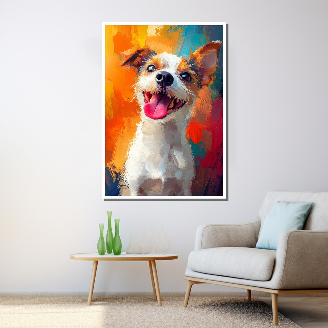 Happy Terrier Dog Colorful Brushstroke Tongue Out Pet Art Poster - Image 3