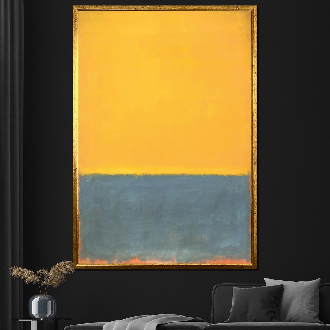Mark Rothko Style Golden Yellow Over Blue Gray Color Field Poster