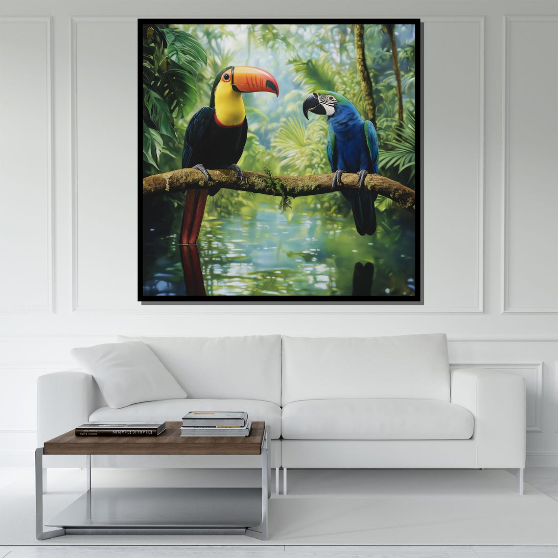 Toucan Blue Parrot Jungle River Tropical Colorful Birds Wall Art - Image 5