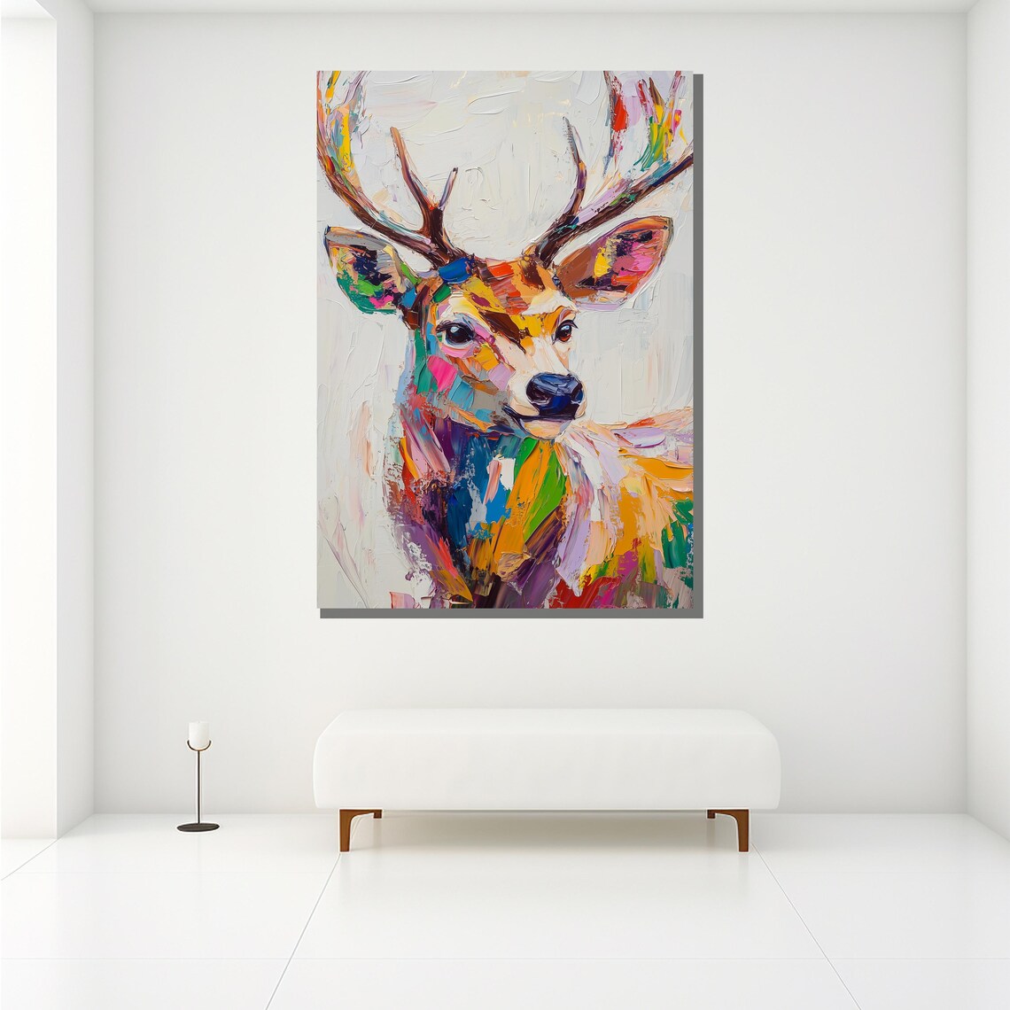 Colorful Abstract Deer Portrait Pop Art Brushstroke Wildlife Art Poster - Image 2