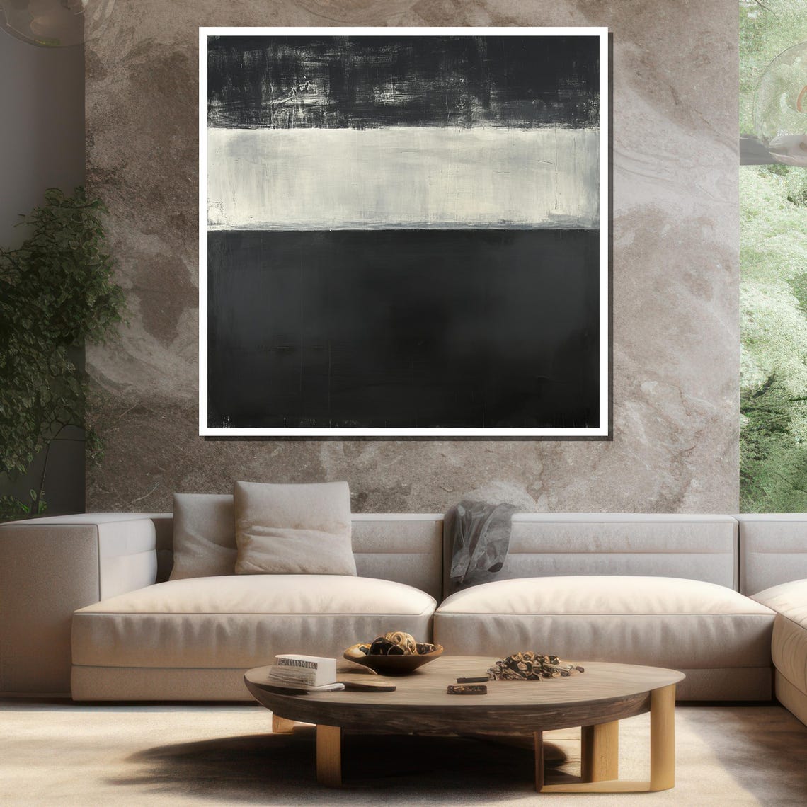 Mark Rothko Stark Black White Bold Minimalist Abstract Art Print - Image 3
