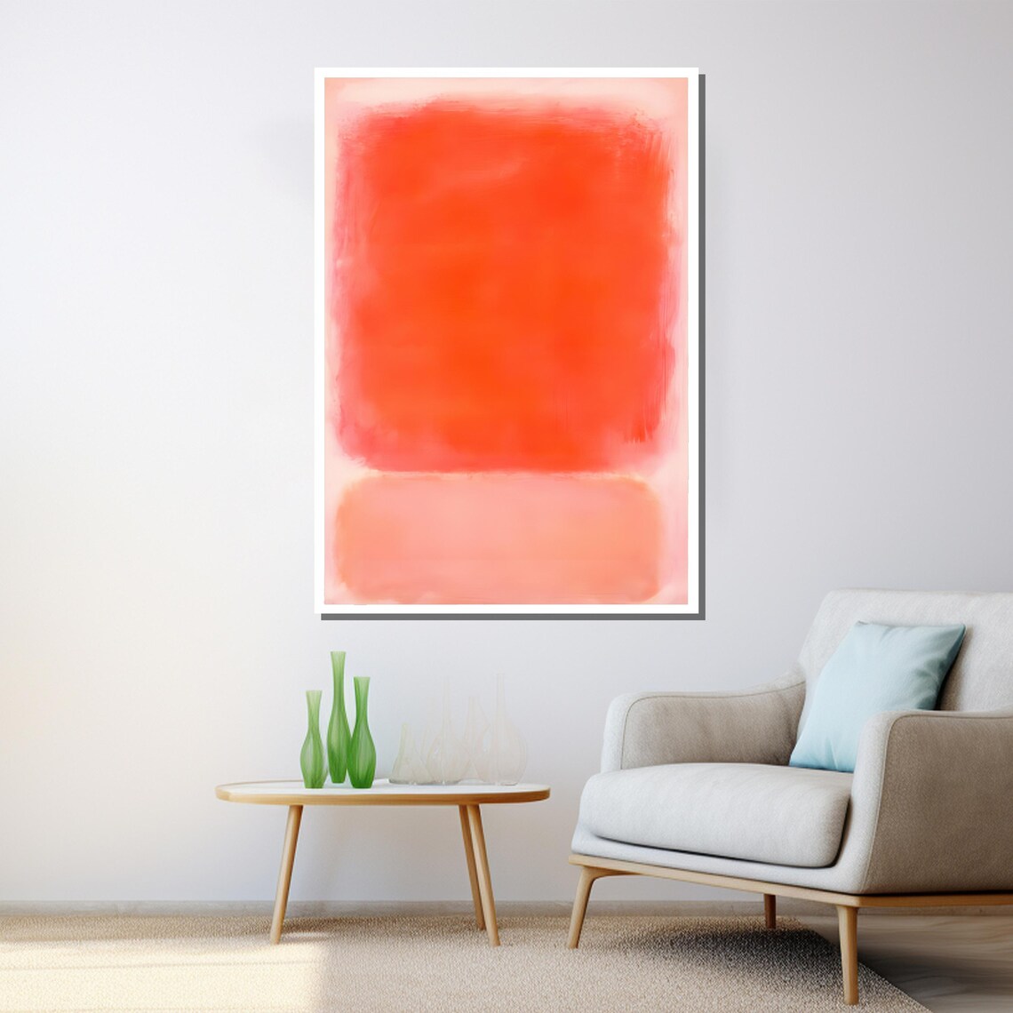 Mark Rothko Painting Bright Orange Abstract Art Modern Wall Decor Mid Century Gift Large Artwork - Image 3