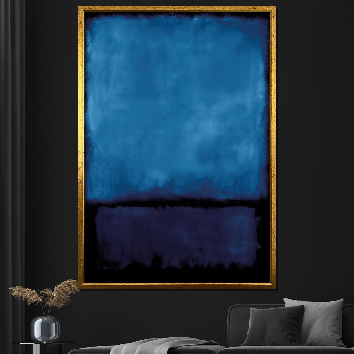 Mark Rothko Style Midnight Blue Layers Fading To Black Art Poster