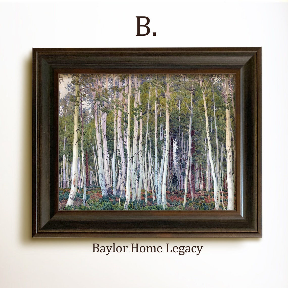 Tall White Aspen Trees Forest Watercolor Woodland Nature Scene Poster - Image 4