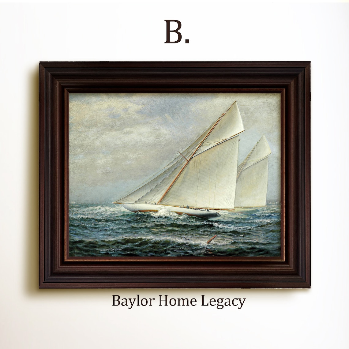 Sailboat Oil Painting Print, Vintage Nautical Racing - Image 4