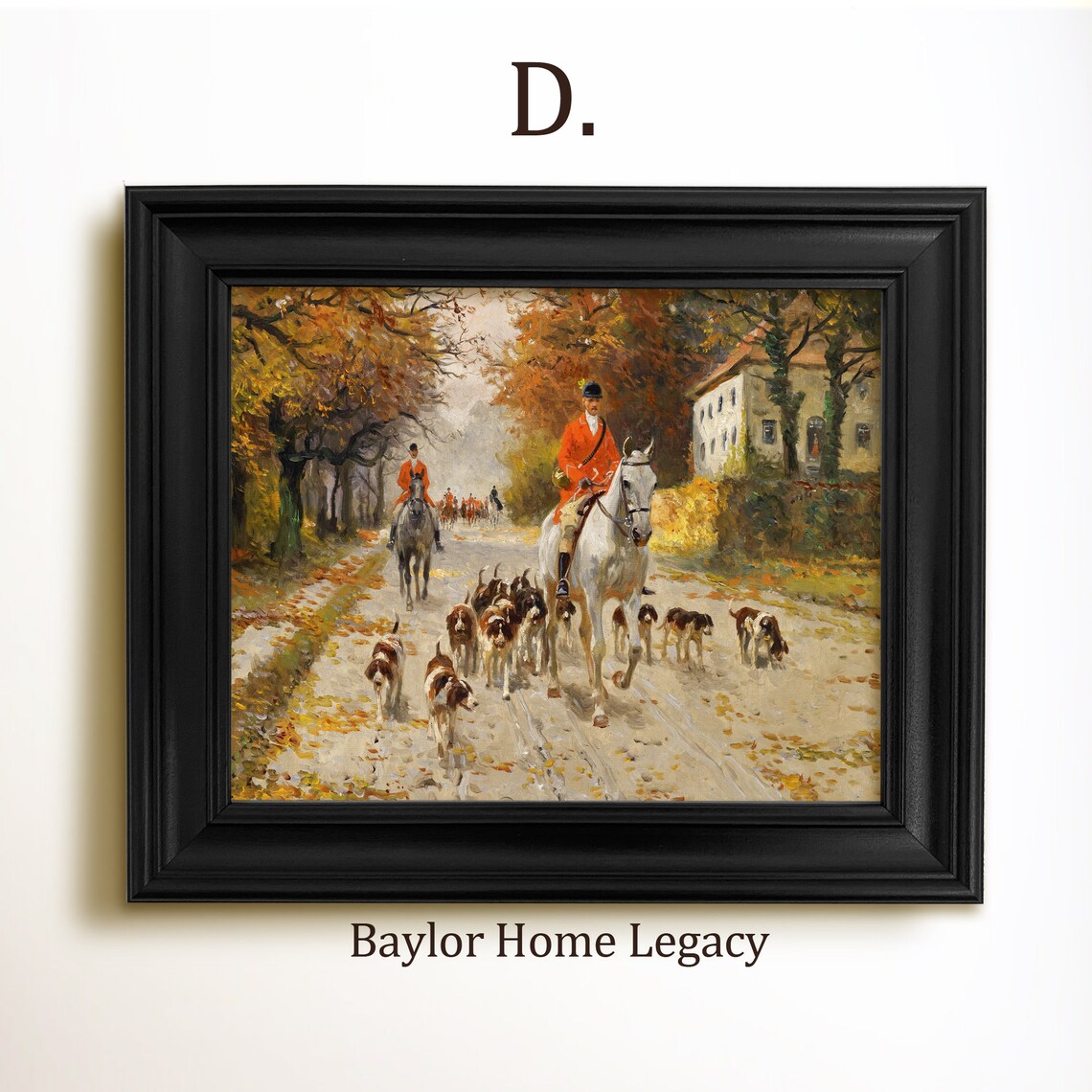Fox Hunt Scene Oil Painting Print, Vintage English - Image 2
